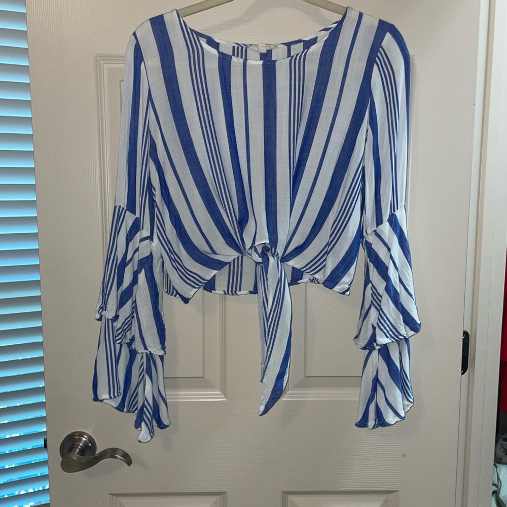 Blue and white flowy shirt